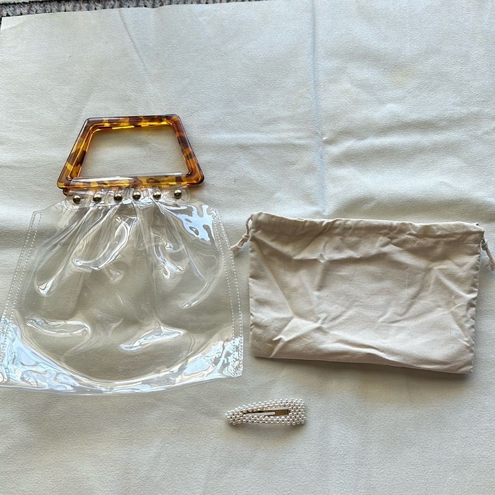 VNTG Clear Tote with Tortoise Handles
